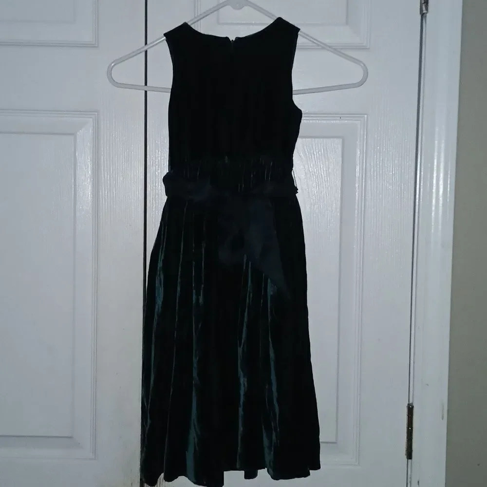 Ralph Lauren blue label emerald green soft velvet silk blend dress Sz 4 NWT